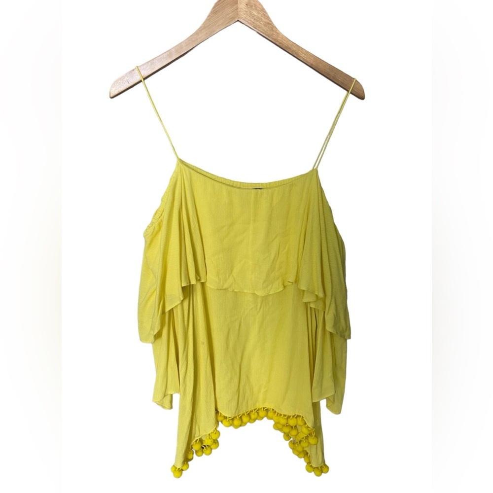 Alice + Olivia Yellow off shoulders summer vibe earthy cottagecore top - Picture 2 of 4